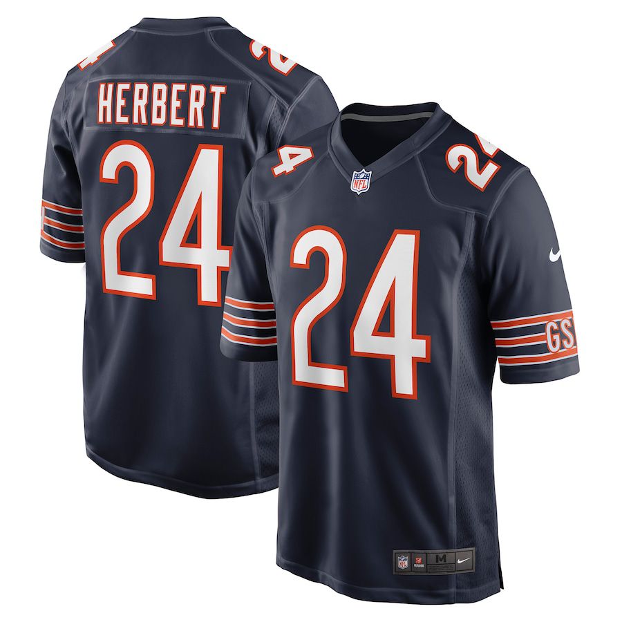 Men Chicago Bears #24 Khalil Herbert Nike Navy Game NFL Jersey